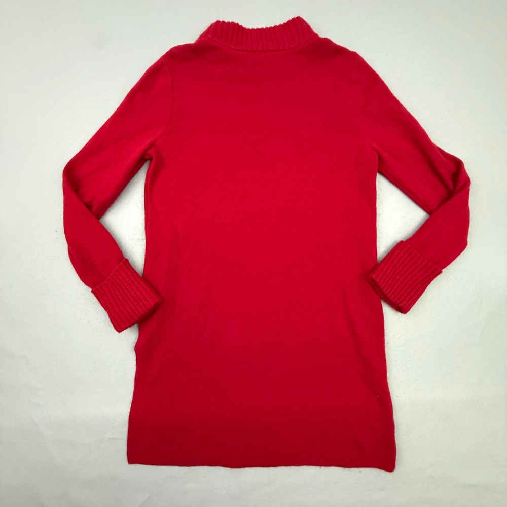Chico's Sweater Dress Womens 0 Red Mock Neck Long Sleeve Knit Ribbed Trim Slit